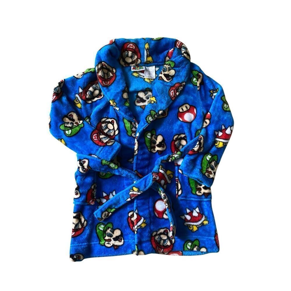 Kids fuzzy soft Super Mario Brothers robe XS 4/5 bros Nintendo